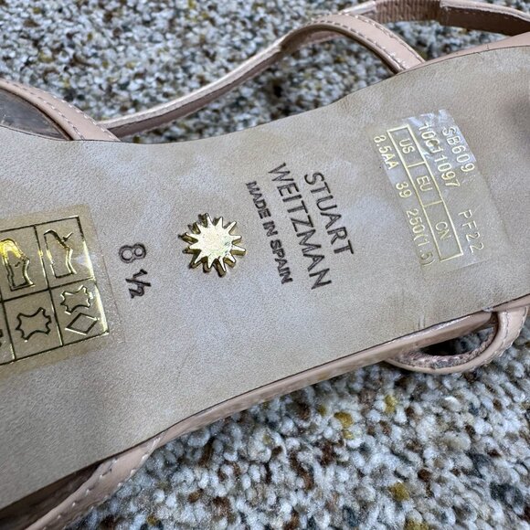 Stuart Weitzman Mondrian 50 Slingback Pumps Nude Patent Clear PVC - Picture 4 of 5